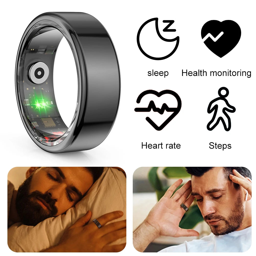 R02 Smart Ring Sleep Monitor 5.0 Bluetooth-Compatible Blood Oxygen Tracker IP68 & 5ATM Waterproof Wearable for Android for IOS