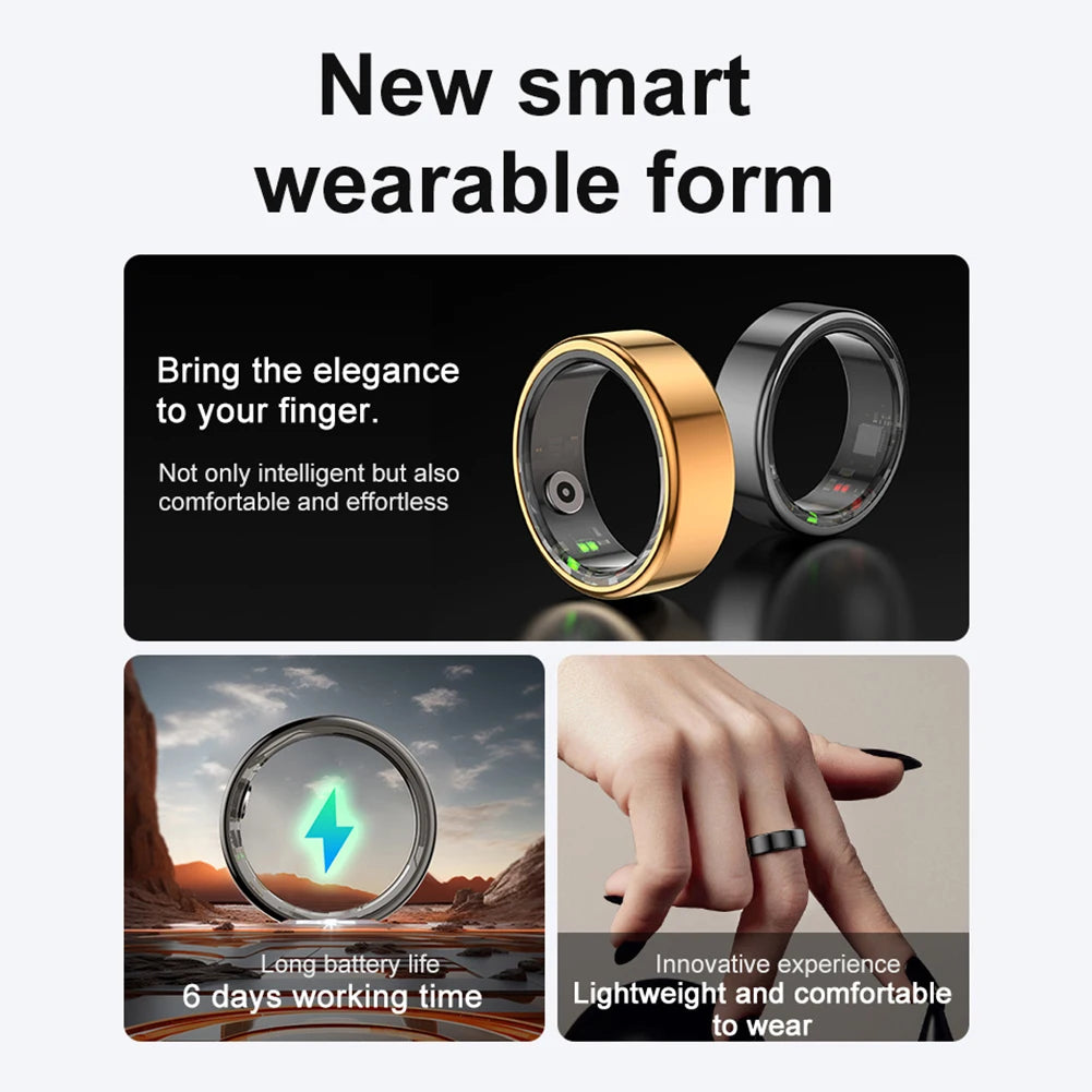 R02 Smart Ring Sleep Monitor 5.0 Bluetooth-Compatible Blood Oxygen Tracker IP68 & 5ATM Waterproof Wearable for Android for IOS